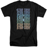 Star Trek Multi Logo Enterprise Men's 18/1 Tall Cotton Short-Sleeve T-Shirt